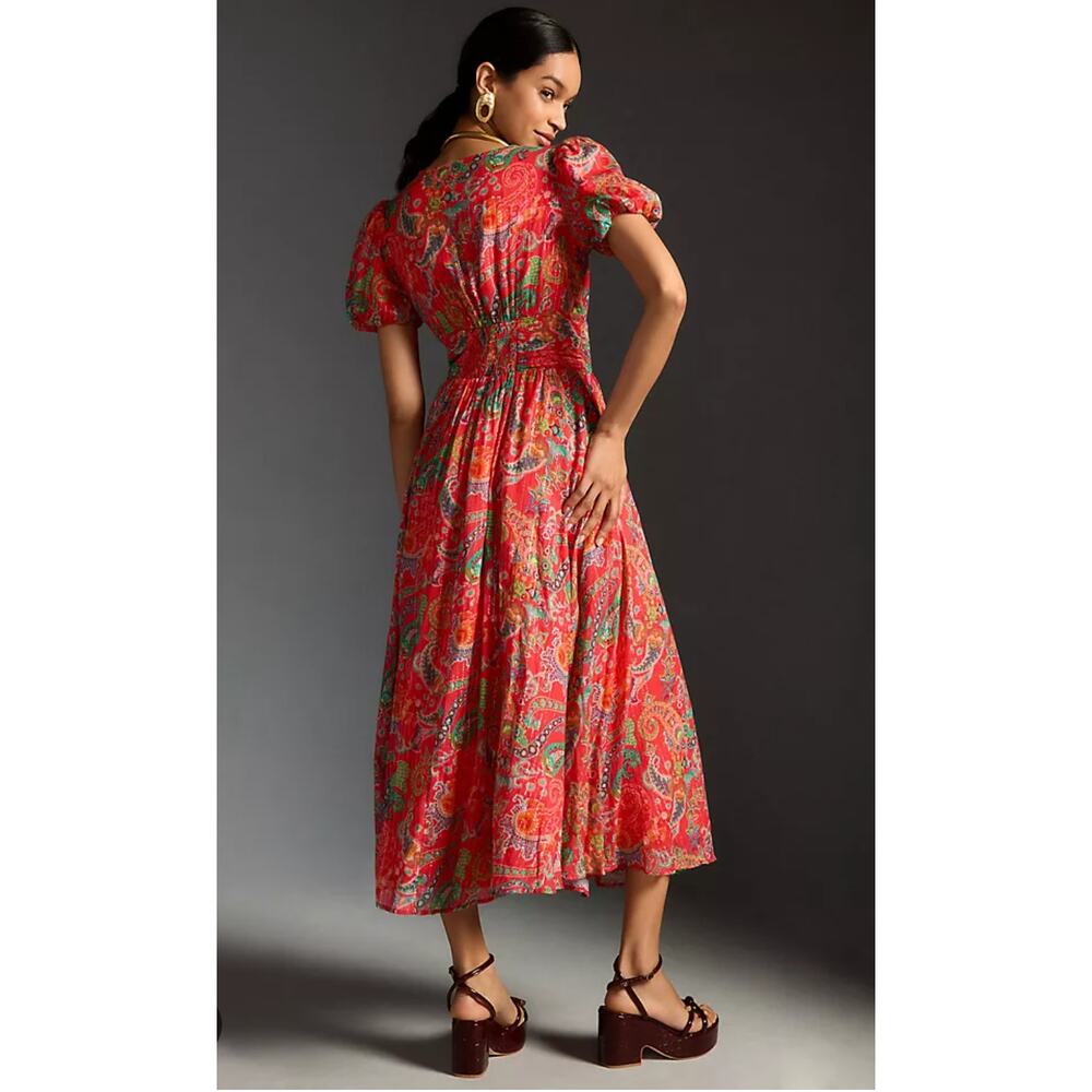 Anthropologie Katerina Lurex Button Front Midi Dress NWT